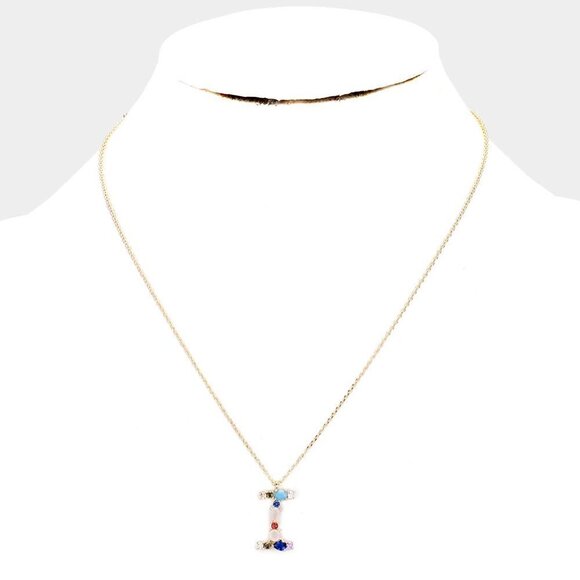 NWT Letter I Zirconia Monogram Gokd Dipped Necklace - Picture 1 of 7